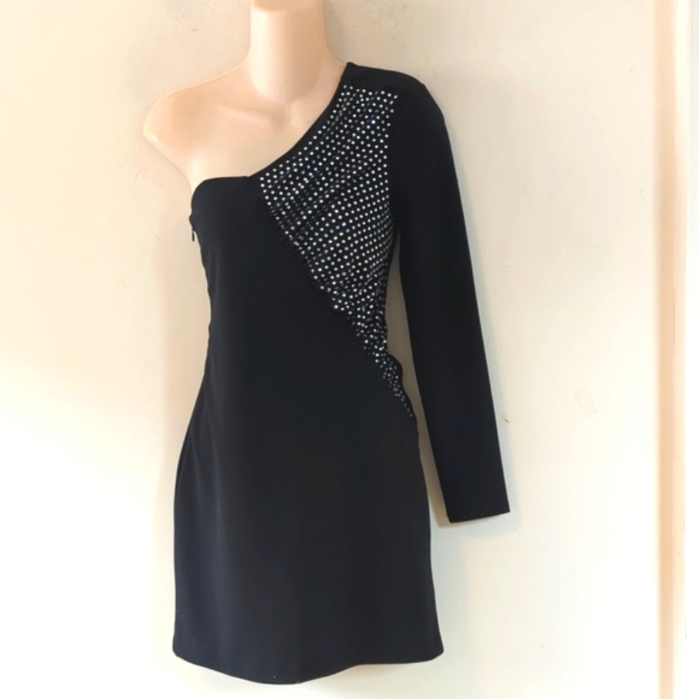 Express One Shoulder Rhinestone Mini Dress - Picture 5 of 16